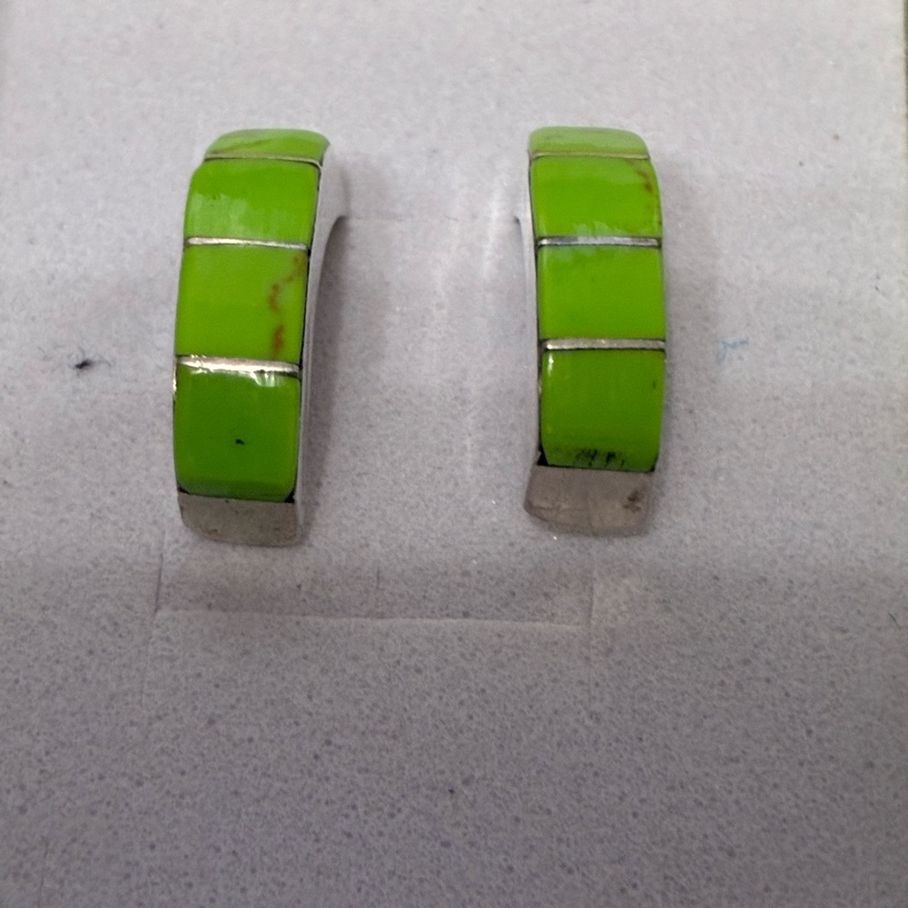Vtg George Kee Gaspeite and Sterling earrings